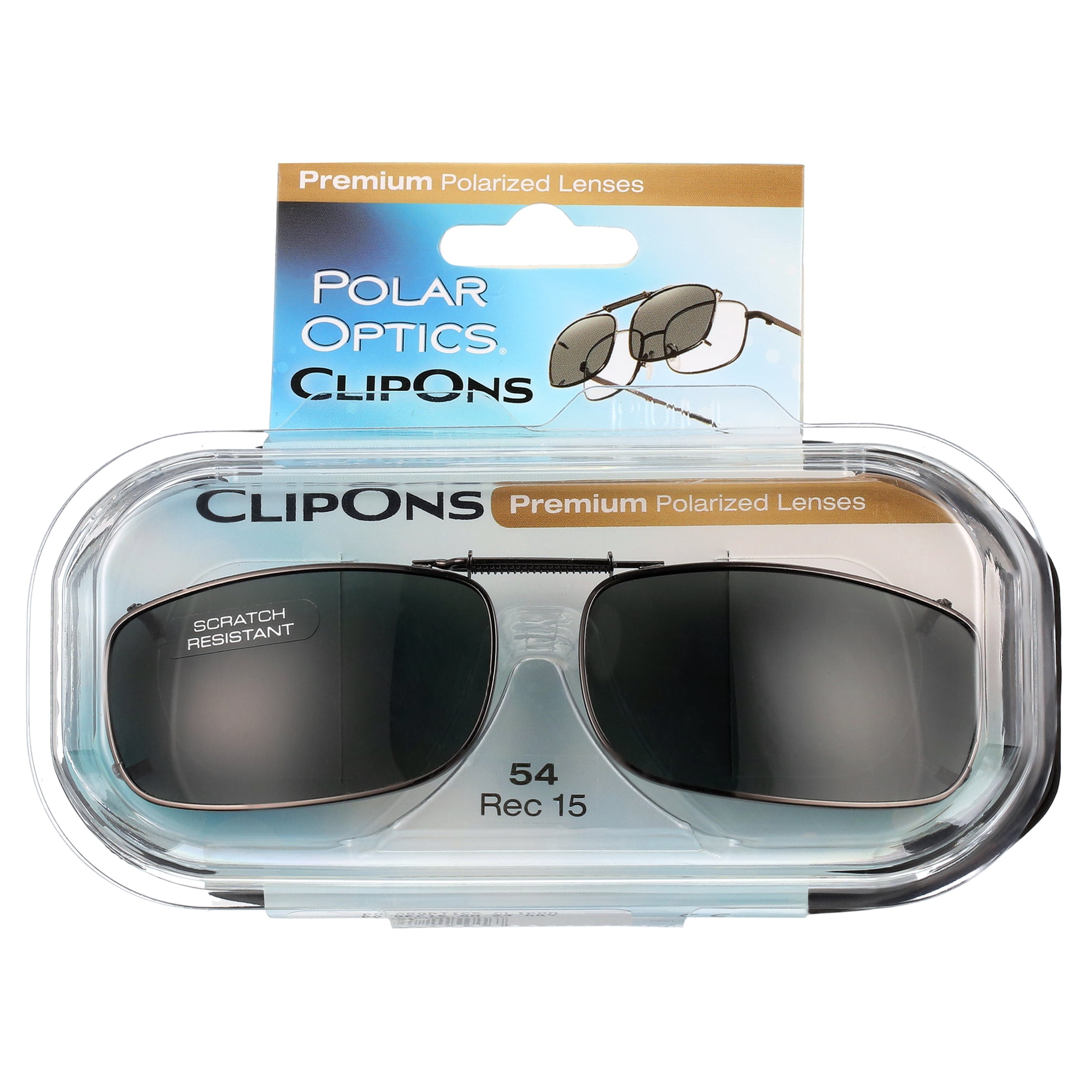 Polar Optics Unisex RECP 54 Rectangle ClipOns Sunglasses Black Walmart