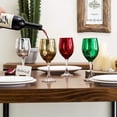 thumbnail image 4 of MyGift Set of 4 Etched Glass Colored Christmas Wine Glasses, 4 of 6