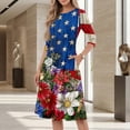 thumbnail image 4 of BOMYJESK 250th Anniversary USA Flag Floral Maxi Dress for Women 4th July Summer Dresses Independence Day Art Print A-Line Dress Elegant Classy American Flag Floral Party Apparel Yellow S, 4 of 7