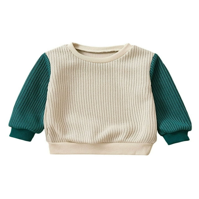 EIMELI Tout-Petit Nourrisson Bébé Fille Garçon Chandail Tricoté Blouse Chandail Molletonné Col Rond Automne Hiver Hauts Tricotés Gris 2-3 Ans
