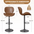 thumbnail image 4 of Hawsaiy Modern Swivel Bar Stools Set of 2, PU Leather Bar Chairs with Back & Footrest, Adjustable Height 22.2"-31" for Kitchen Island,Dark Brown, 4 of 8