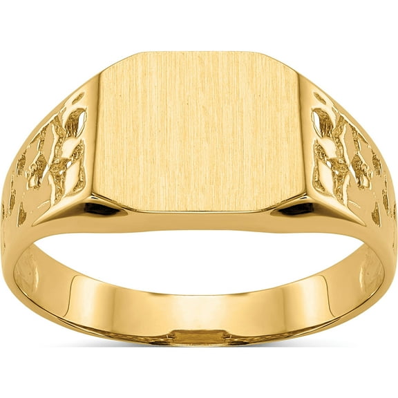14K Yellow Gold 9.0X10.5mm Open Back Men's Signet Ring (Size 9) Made In United States c1528
