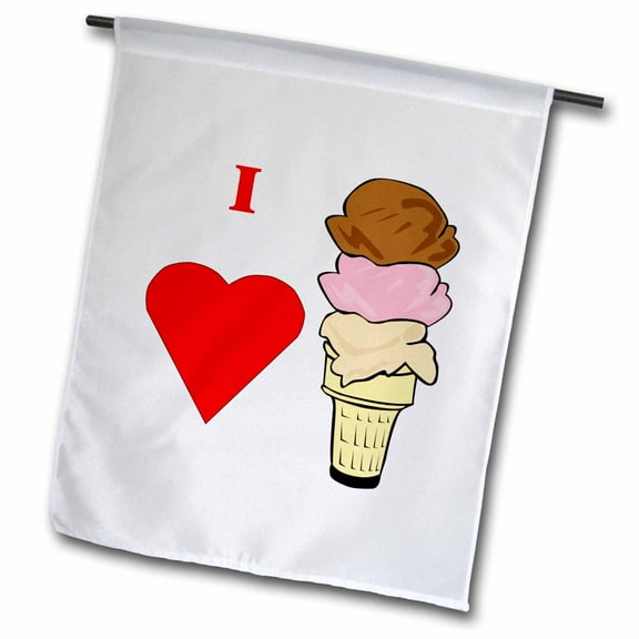 3dRose, I Love Ice Cream, 12 x 18 inch Garden Flag