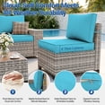 thumbnail image 4 of 6-Piece Outdoor Patio Furniture Set, PE Wicker Rattan Sectional Sofa Conversation Set with Tempered Glass Table & Thick Cushions - All-Weather Garden, Backyard Furniture,Turquoise, 4 of 11