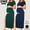Blue+green(2 Pack）, variant on Bearsland Women's Short Sleeve Maternity Dress Ruched Split Pregnancy Maxi Dresses 2-Pack