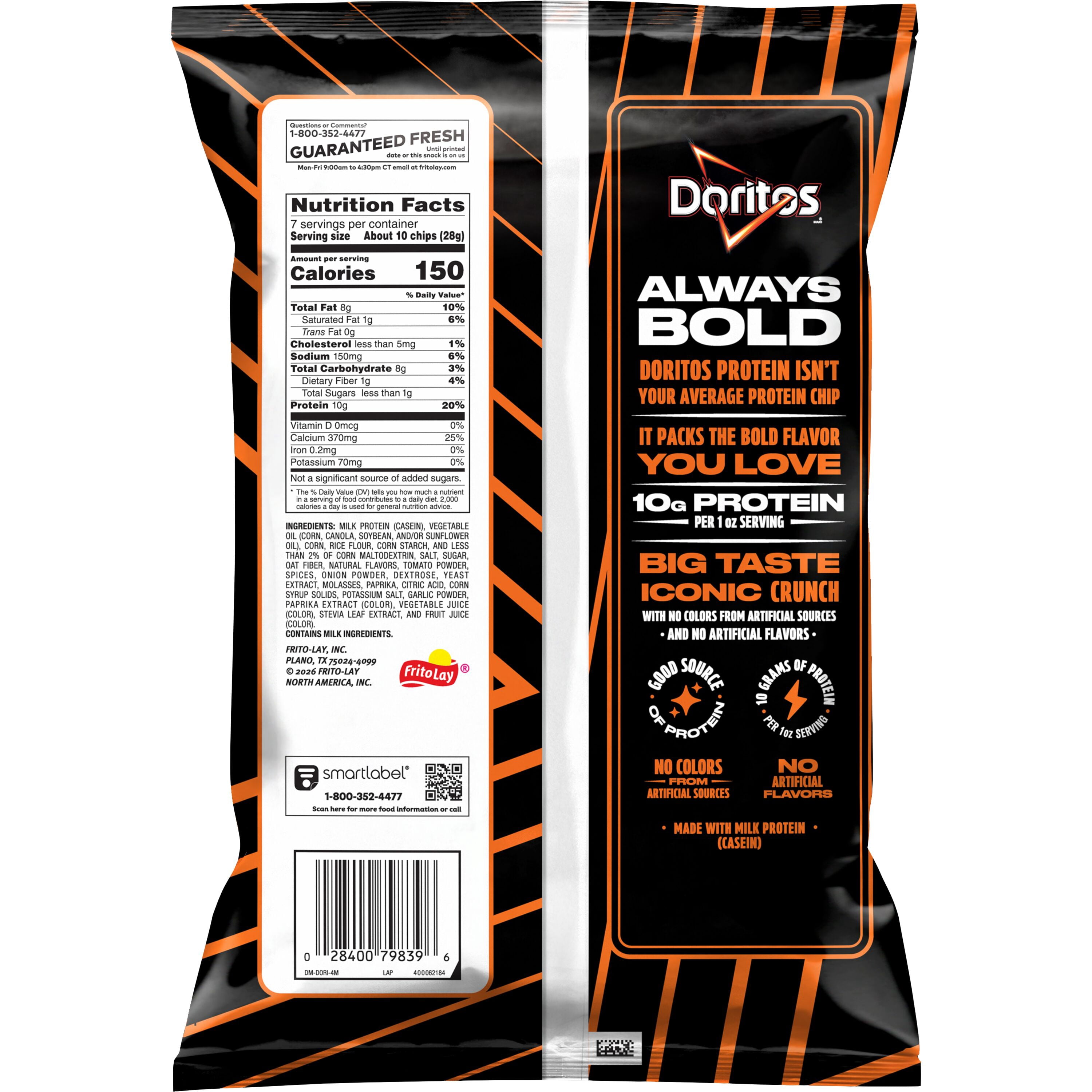 Doritos Protein Sweet & Tangy BBQ Tortilla Chips Bag, 7 oz