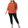 thumbnail image 2 of MODA NOVA Juniors' Plus Size Chiffon Top Round Neck Ruffle Work Blouse, 2 of 4