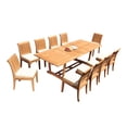thumbnail image 4 of Grade-A Teak Dining Set: 10 Seater 11 Pc: 94" Double Extension Mas Rectangle Trestle Leg Table And 10 Lagos Armless Chairs WholesaleTeak #WMLG30, 4 of 6