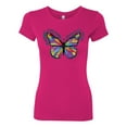 thumbnail image 2 of Colorful Butterfly Oh Butterfly On Whispering Wings Animal Lover Womens Slim Fit Junior Tee, Raspberry, Large, 2 of 3
