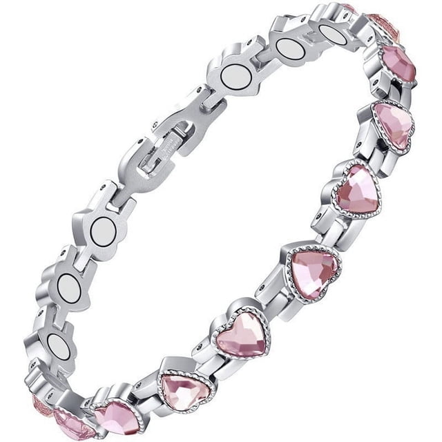 Pulsera magnética de Gauss en forma de corazón con ajuste de diamantes y catenaria manual