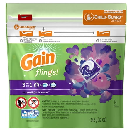 Gain flings! Laundry Detergent Pacs, Moonlight Breeze, 14 count
