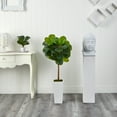 thumbnail image 4 of Nearly Natural 4' Fiddle Leaf Artificial Tree in White Tower Planter, 4 of 5