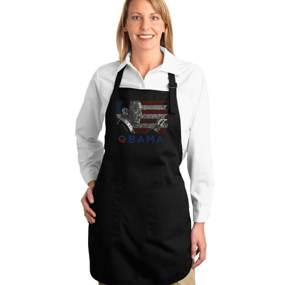 LA Pop Art Full Length Word Art Apron - BARACK OBAMA - ALL LYRICS TO AMERICA THE BEAUTIFUL