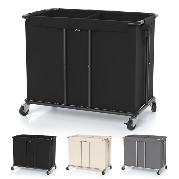 Hodonas Laundry Hamper with Wheels, 2-Section 230L (61Gal) Large Capacity, Heavy-Duty Rolling Clothes Basket with Silent Rubber C