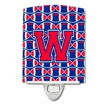 Caroline's Treasures CJ1076-WCNL Letter W Football Harvard Crimson and Yale Blue Ceramic Night Light, 6x4x3", multicolor