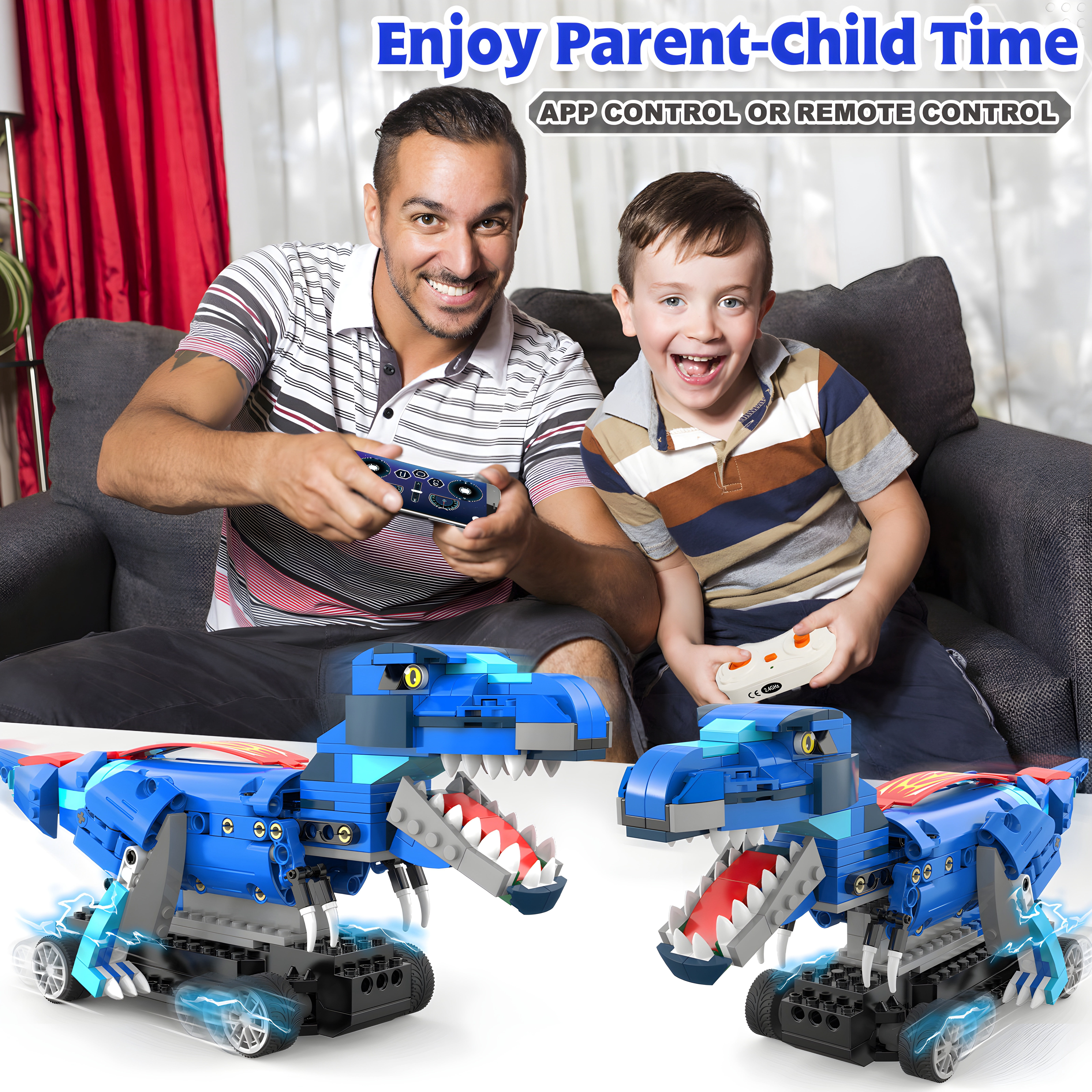Yerloa Dinosaur Toys for Boys Age 8-12, 343 Pcs Dino Building Kit with Remote Control, STEM Projects Building Blocks Sets, Jurassic Building Kits for Kids 6 7 8 9 10 11 12 + Year Old, Birthday Gifts