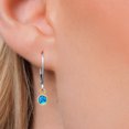 thumbnail image 3 of Gem Stone King 14K Two Tone Gold Simulated Blue Opal Earrings for Women | 0.50 Cttw | Gemstone October Birthstone | Round Cabochon 4MM, 3 of 6