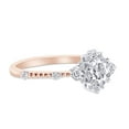 thumbnail image 3 of 2/3 Carat Centre 5MM Round Cut Moissanite Lab Create Diamond Three Stone Beaded Engagement Wedding Bridal Ring 14K Rose Gold Over Sterling Silver(0.66 Cttw)-9.5, 3 of 6
