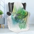 thumbnail image 4 of Salamander Soft Flannel Fleece Throw Blanket, Dark Grey Outline of a Lizard on Nature Tones Botanical Exotic Art, Cozy Plush for Indoor and Outdoor Use, 50" x 70", White and Multicolor, by Ambesonne, 4 of 5