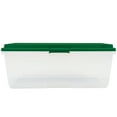 Hefty 113 qt Clear Plastic Holiday Latched Storage Bin, Green Lid