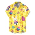 thumbnail image 5 of Easter Print Shirt Casual Long Sleeve Button Down Holiday Party Graphic Novelty Blouse For Summer/Yellow/2XL, 5 of 5