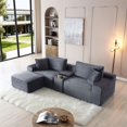 thumbnail image 3 of Modular Sectional Sofa, Deep Seat Corduroy Cloud Couch with Cup Holders, USB Ports& Storage Box, Sleeper Sofa Couch Boneless Couches with Movable Ottoman for Living Room, No Assembly Required (Gray), 3 of 10