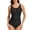 Black, variant on Women's One Piece Swimsuit Mesh Lace-Up V-Neck Swimwear Ruched Tummy Control Bathing Suit
