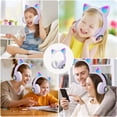 thumbnail image 4 of Rirool Cat Ear Bluetooth Headphones for Kids Girls - Wireless Headset w/Mic, 94dB Volume Limit, LED Lights, Foldable, for School/Travel Purple, 4 of 10