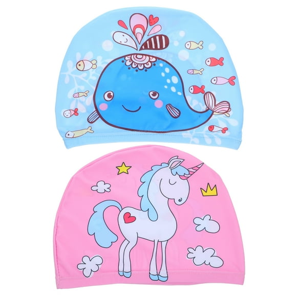 Children's Swimming Cap Women's 2 Pcs Whale Hair Care Polyester Hat Kids Gorro De Natacion Para Niña Caps for