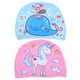 thumbnail image 1 of GOOHOCHY Gorros de baño para natación, gorros de natación bonitos, gorros protectores para el cabello para piscina, gorros de natación de dibujos animados, 2 uds., 1 of 7