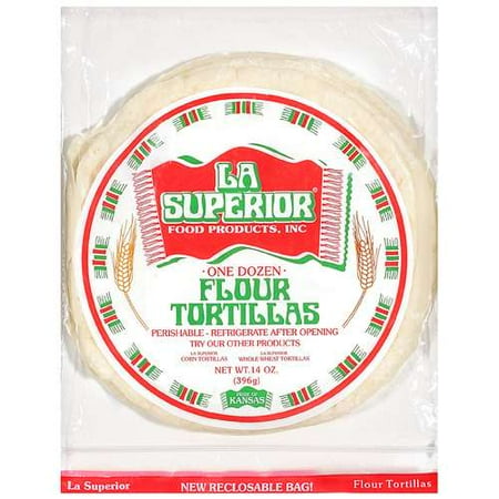 LA Superior: Tortillas Flour One Dozen Bread, 14 Oz
