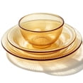 thumbnail image 2 of TINANA 12 Piece Amber Glass Dinnerware Set, Stackable Plates and Bowls Set, Service for 4, Microwave & Dishwasher Safe, 2 of 7