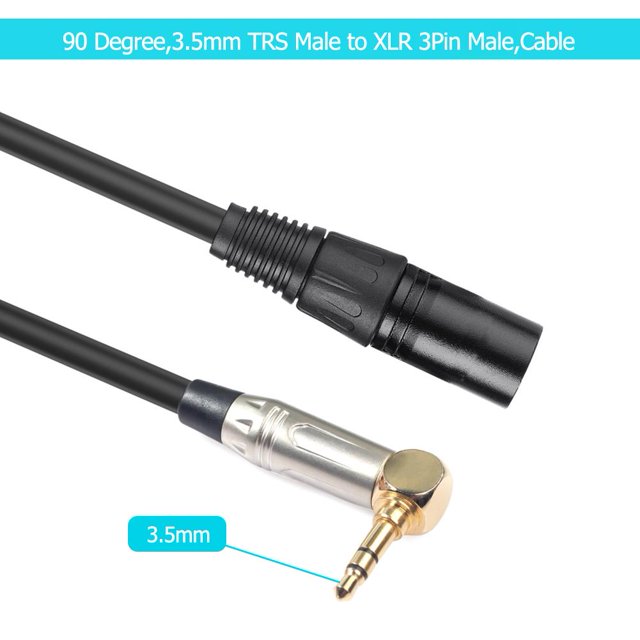 Cable De Audio Cable de datos 0,3 m 90 grados 3,5 mm estéreo TRS macho a XLR 3 pines macho cable de audio cable de alambre