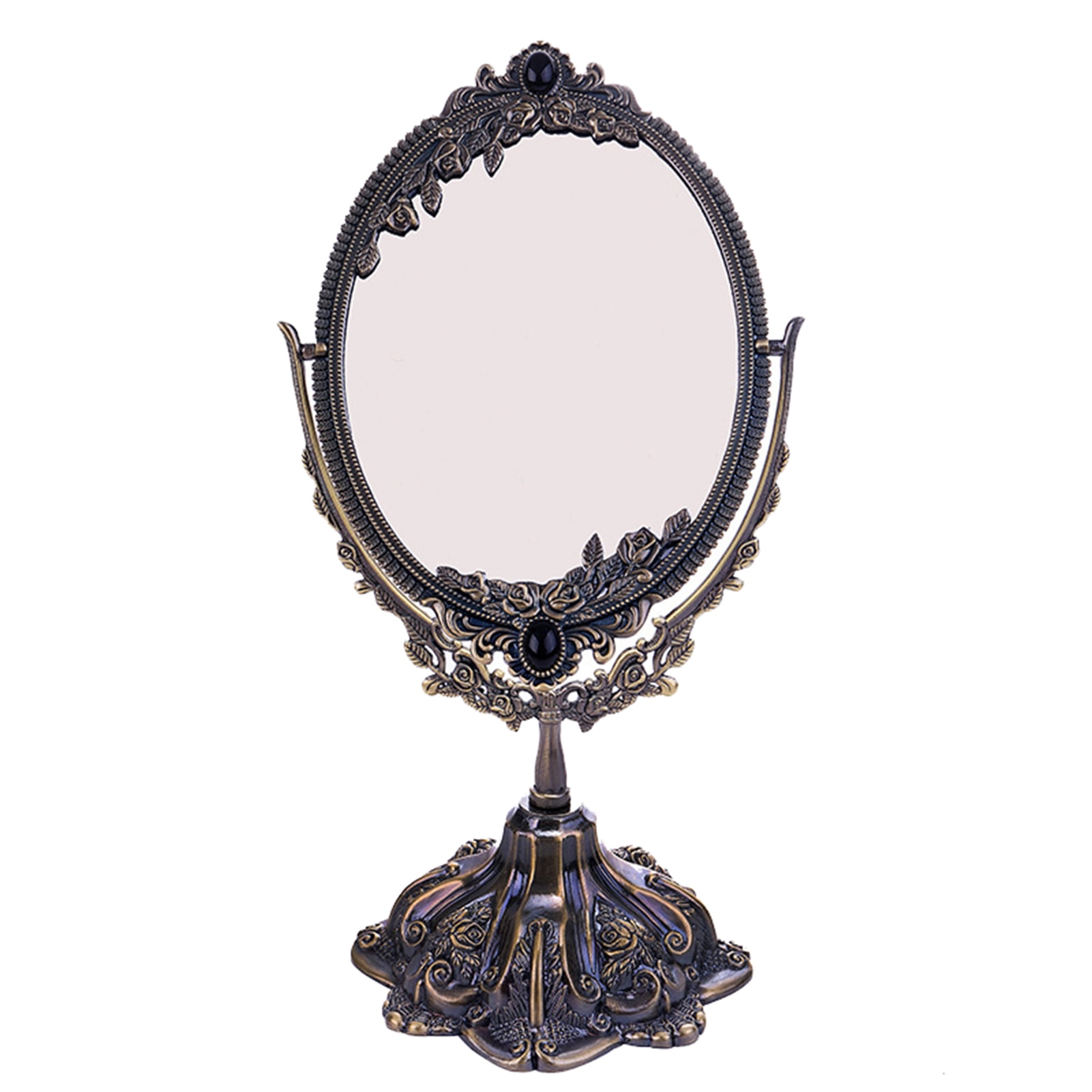 Vintage Makeup Desk Mirror Two Sided Swivel Desktop Oval Mirror with