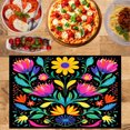 thumbnail image 2 of Amarainy Colorful Floral Embroidery Design Linen Table Mats Set of 4 for Home Kitchen Table Decor 12x18 inch, 2 of 5