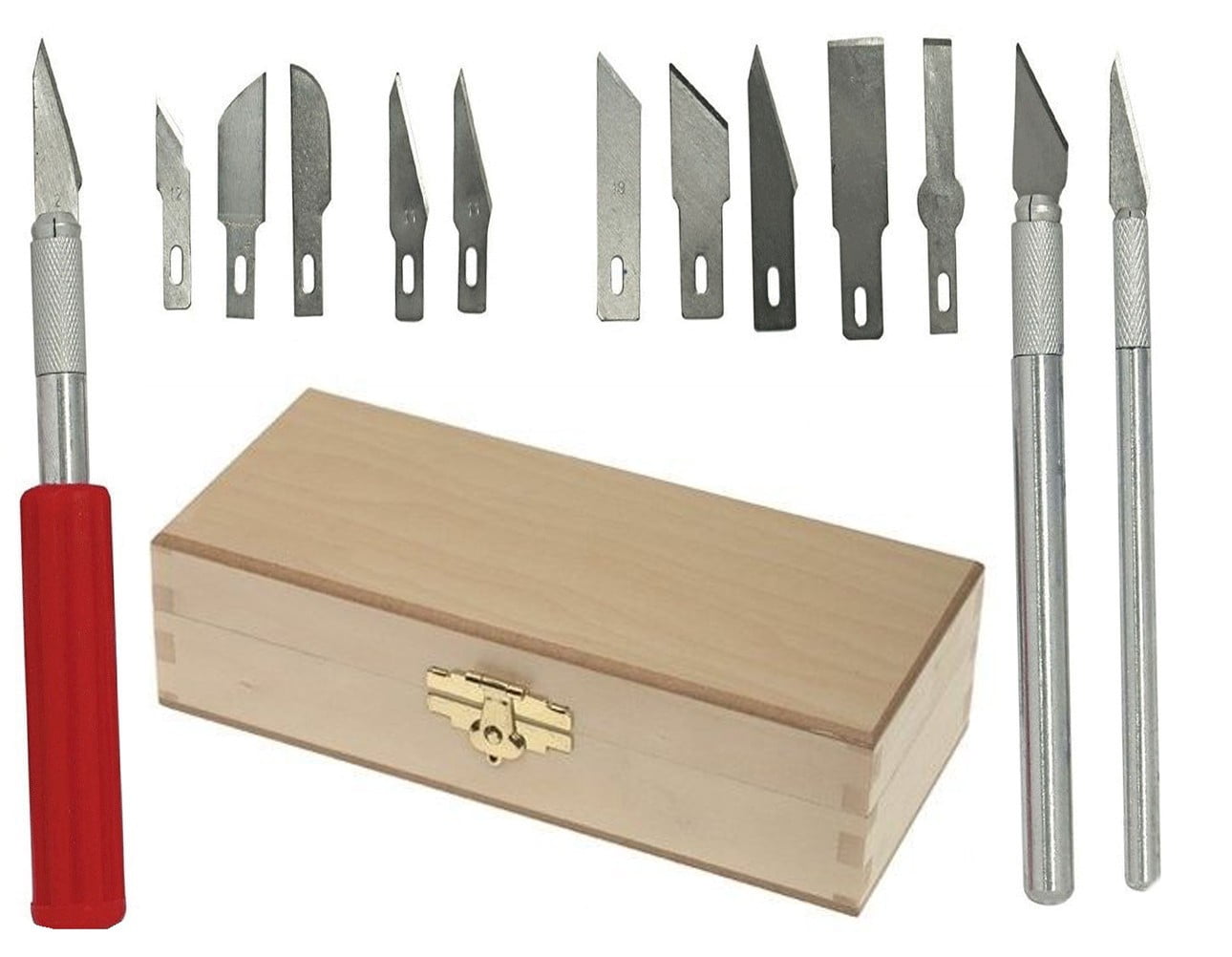 16/set Hobby Razor Blade w/ Wood Case Exacto Blades Craft knife Stencil -  Walmart.com