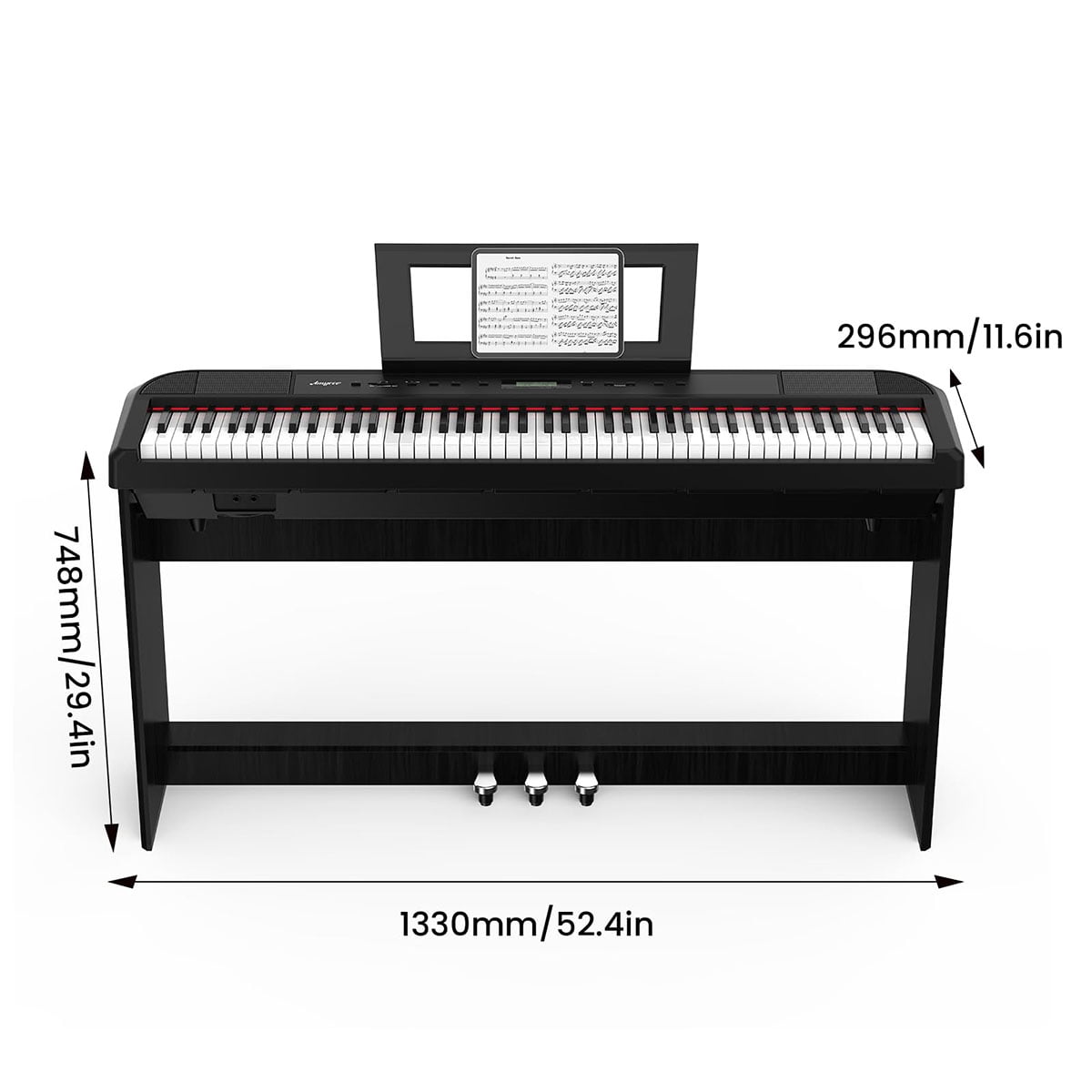 Ataucjin Portable Electric Keyboard Piano with Metal Pedal, 88-Key Weighted Digital Piano, Built-In Speakers – Full Size for Beginners and Professionals, Power Supply