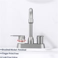 thumbnail image 5 of JERFIT Brushed Nickel Bathroom Sink Faucet, 4 inch Centerset 2-Handle Vanity Faucet with 360° Swivel Spout, High Arc Gooseneck Design for Bathroom, RV, Laundry Room, 5 of 6