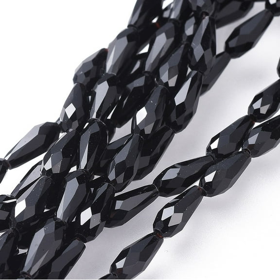 1Strand Glass Beads Strands Faceted Teardrop Black 10x4mm Hole: 0.8mm about 70~72pcs/strand 27.9 inch~28.15 inch(71~71.5cm)