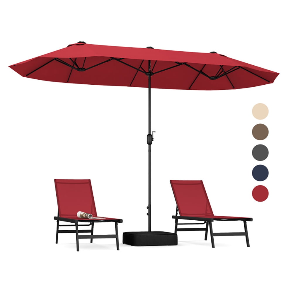 Aimee Lii 13 Feet Double-Sided Patio Twin Table Umbrella with Crank Handle, Sunbrella Patio Umbrellas, Red