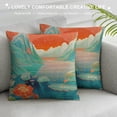 thumbnail image 3 of JEUXUS Square Throw Pillow Covers Beautiful Mountains Landscape Pillow Cases Decorative for Home Bedroom Sofa Cute Japanese Koi Fish Blooming Flowers Painting Pillowcases Standard Size, 3 of 5