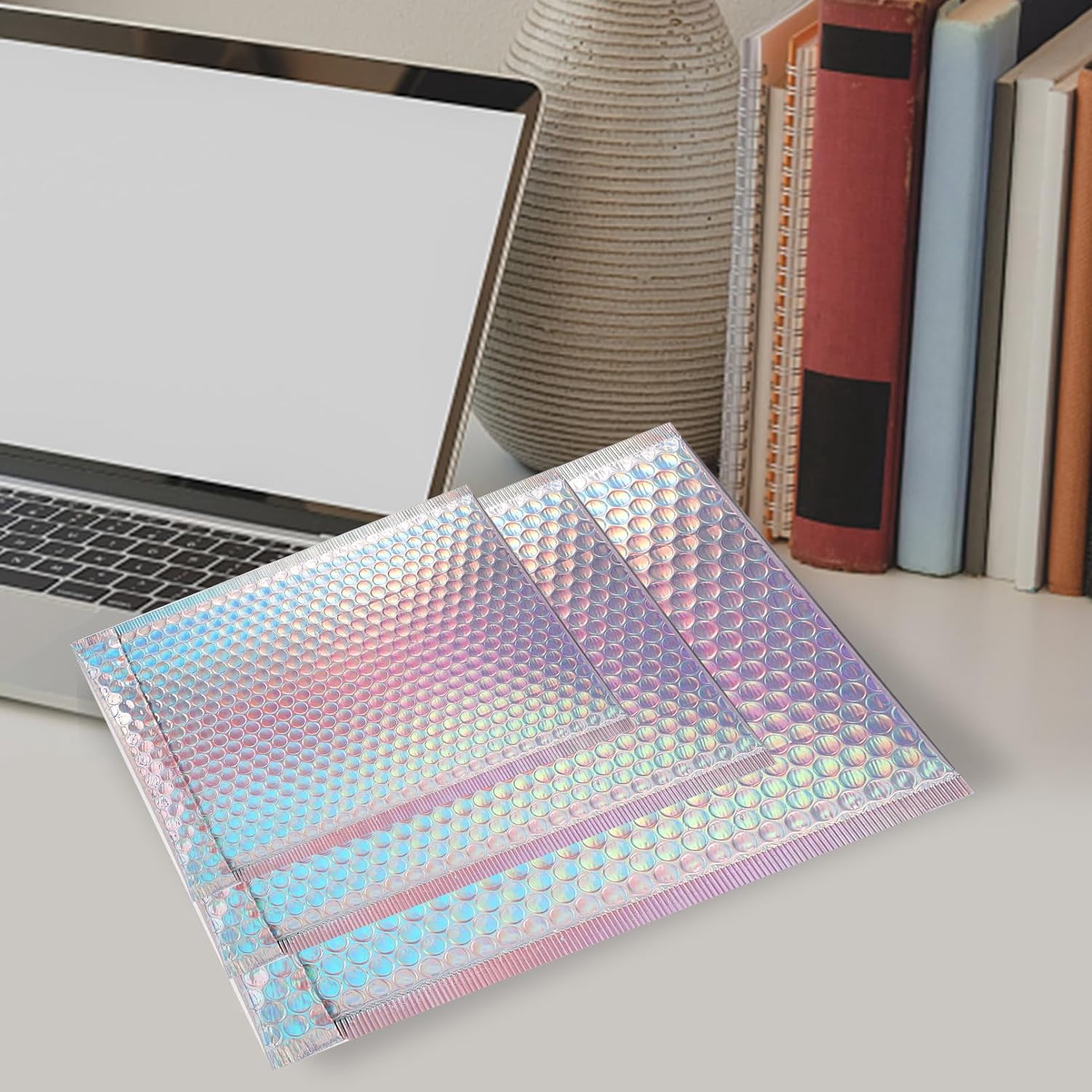 30 Pcs Metallic Bubble Mailer,Poly Padded Envelopes,Waterproof Self Seal Adhesive Shipping Bags,Foil Glitter Glamour Shipping Mailer,Holographic Cushion Envelopes for Mailing,Small Business
