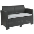 thumbnail image 1 of Light Gray Faux Rattan Loveseat with All-Weather Light Gray Cushions, 1 of 9