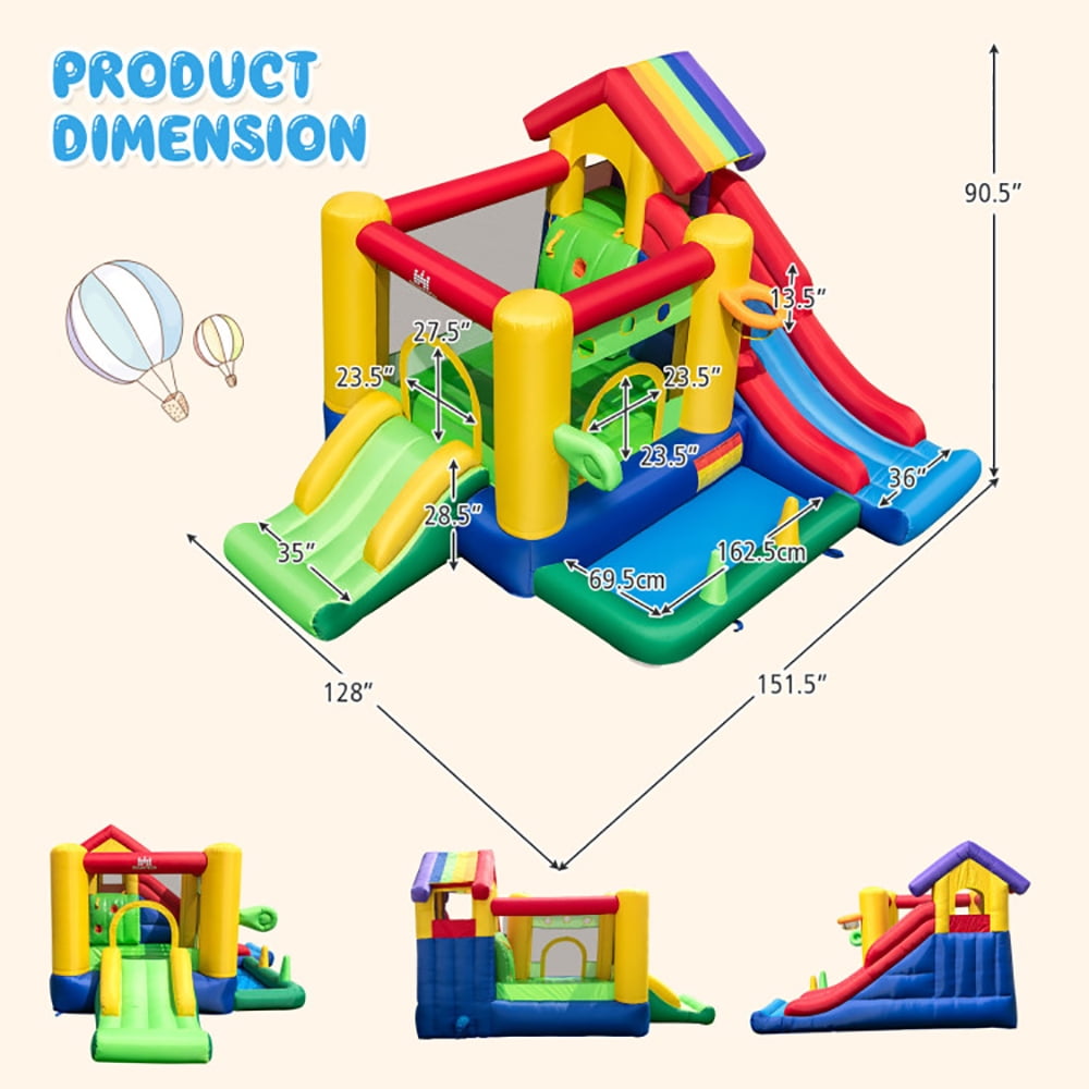 Aimee Lii Inflatable Bounce Castle with Double Slides and 735W Blower, Bounce House for Kids 3-10