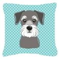 thumbnail image 1 of Checkerboard Blue Schnauzer Fabric Decorative Pillow, 18 x 18 In., 1 of 1
