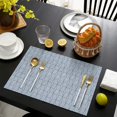 thumbnail image 3 of Blue Geometric Striped Pattern Summer Placemats Table Placemats Set Of 6-Linen Kitchen Washable Placemats Table Mats 11.8"x17.7" Non-Slip Heat Resistant, 3 of 5