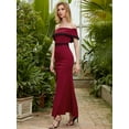thumbnail image 4 of ANGEL FASHIONS Women Off Shoulder Wine Red Long Wedding Dress Small, 4 of 7