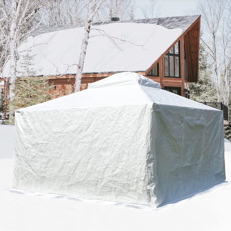 10 x 12 FT Outdoor Hardtop Gazebo Cover, Universal Winter Gazebo Cover with Sidewalls and Mesh Windows, All-Season Waterproof Enclosed Gazebo Cover Outside, White (Gazebo Not Included 10 x 12 FT Outdoor Hardtop Gazebo Cover, Universal Winter Gazebo Cover with Sidewalls and Mesh Windows, All-Season Waterproof Enclosed Gazebo Cover Outside, White (Gazebo Not Included
