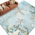 thumbnail image 3 of Teal Ocean Coastal 5x8 Area Rugs, Summer Beach Nautical Coral Starfish Non-Skid Rubber Backing Large Rectangle Rugs - Living Room Bedroom Home Office, Indoor Floor Mat Carpets Washable Rug, 3 of 9