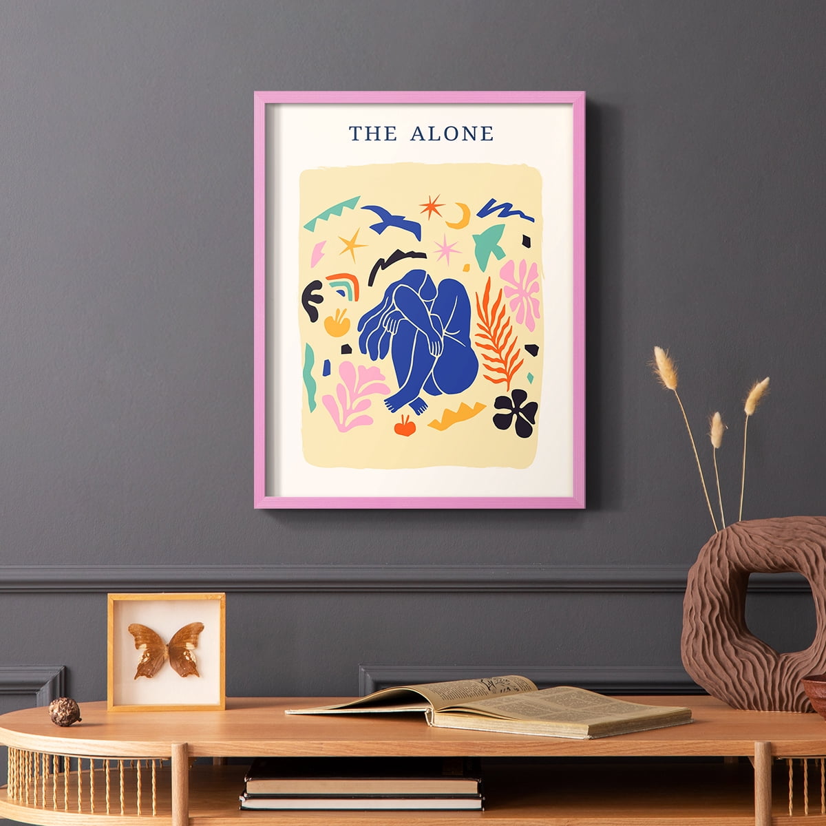 Matisse CDXLIII in Pink Solid Wood Framed Print No Nail Hanging